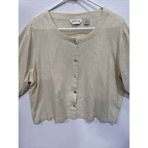Orvis Women's Long Sleeve Button Down 100% Silk Shirt XL‎ Cream